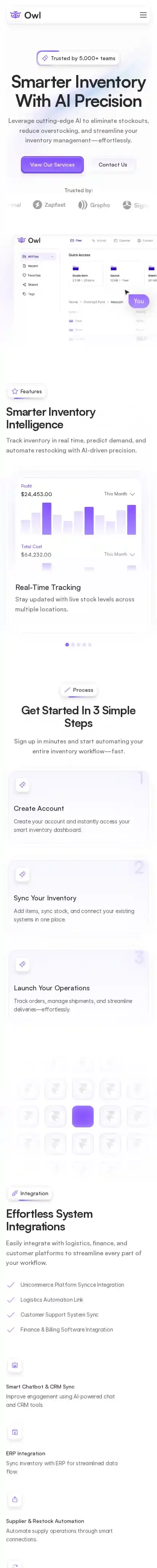 OwlSynt home page on mobile