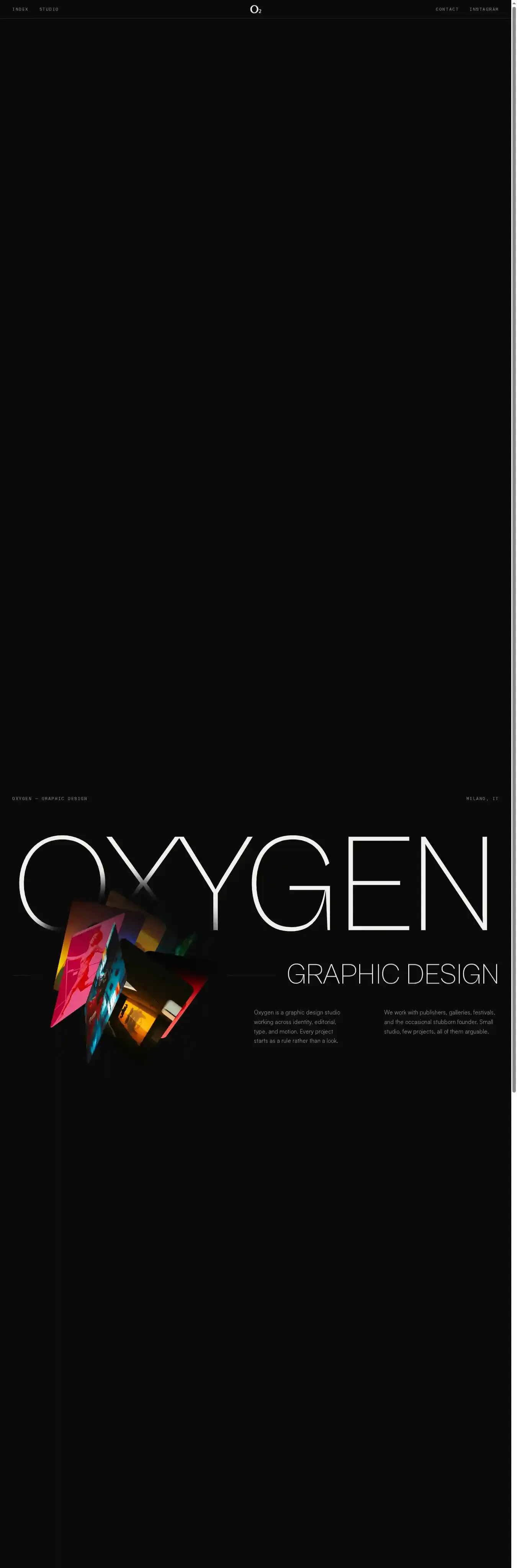 Oxygen x home page on desktop