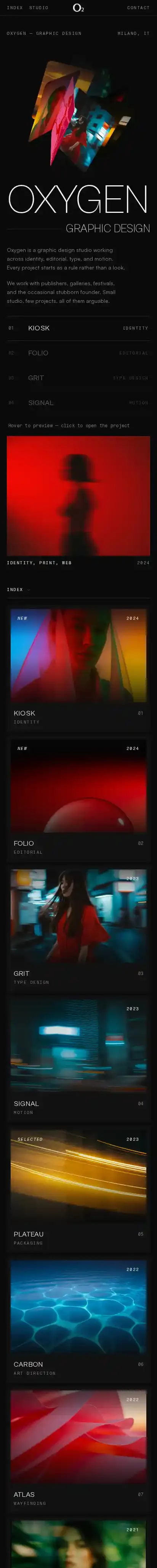 Oxygen x home page on mobile