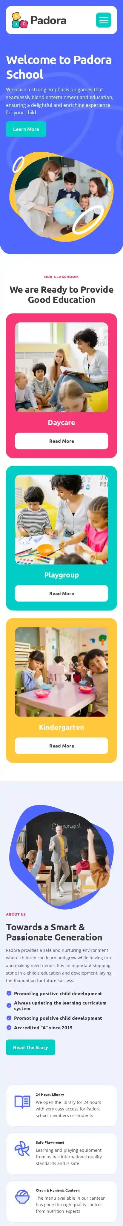 Padora home page on mobile
