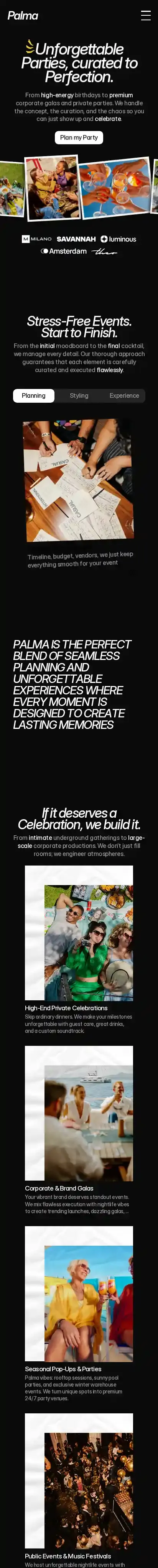 Palma Studio home page on mobile