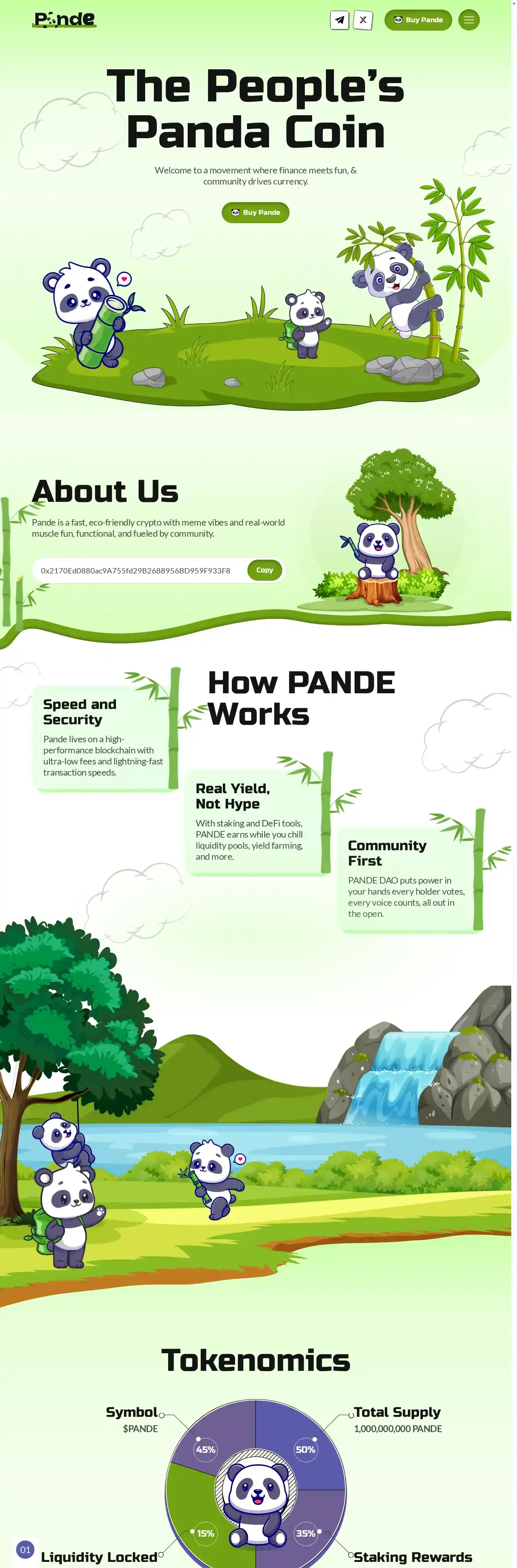 Pande home page on desktop
