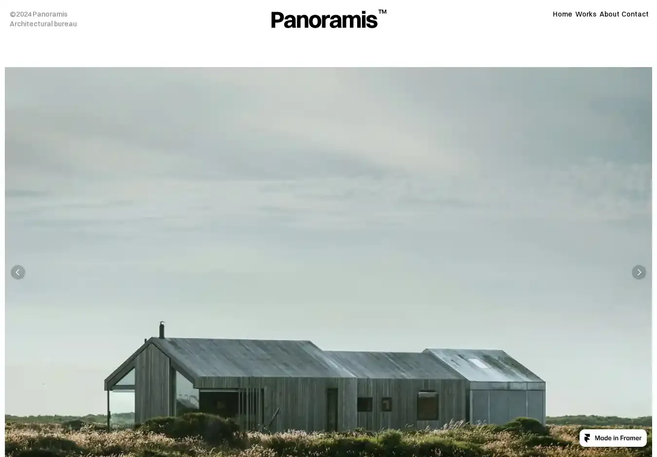 Panoramis home page on desktop