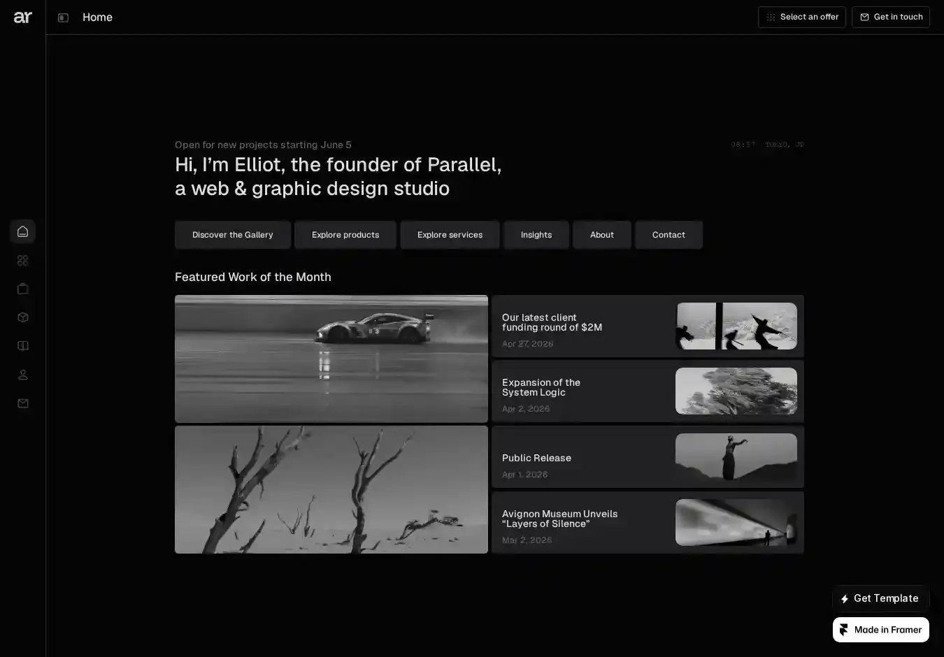 Parallel OS home page on desktop