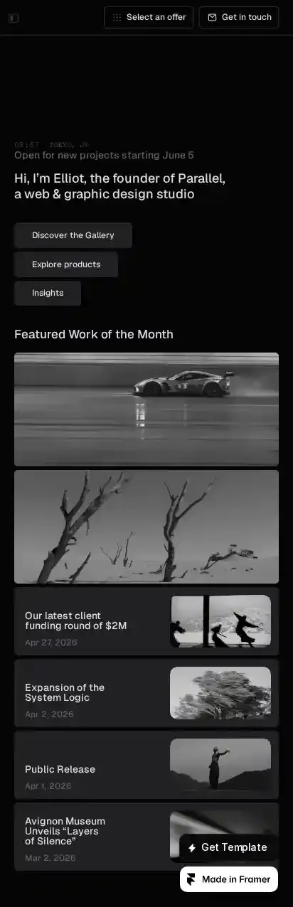 Parallel OS home page on mobile