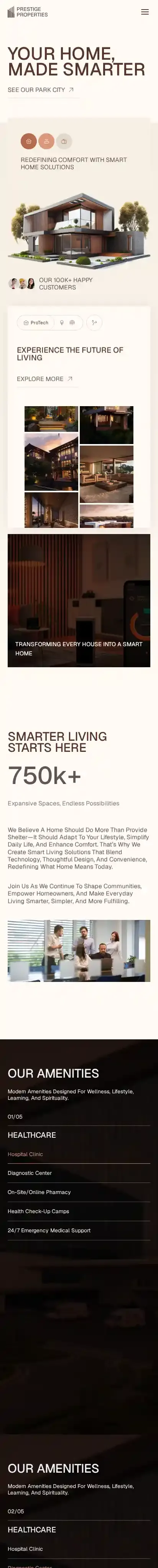 ParkCity home page on mobile