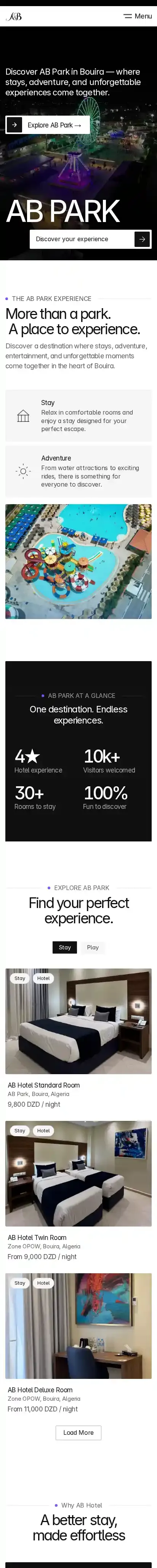 Parkway — Escape home page on mobile