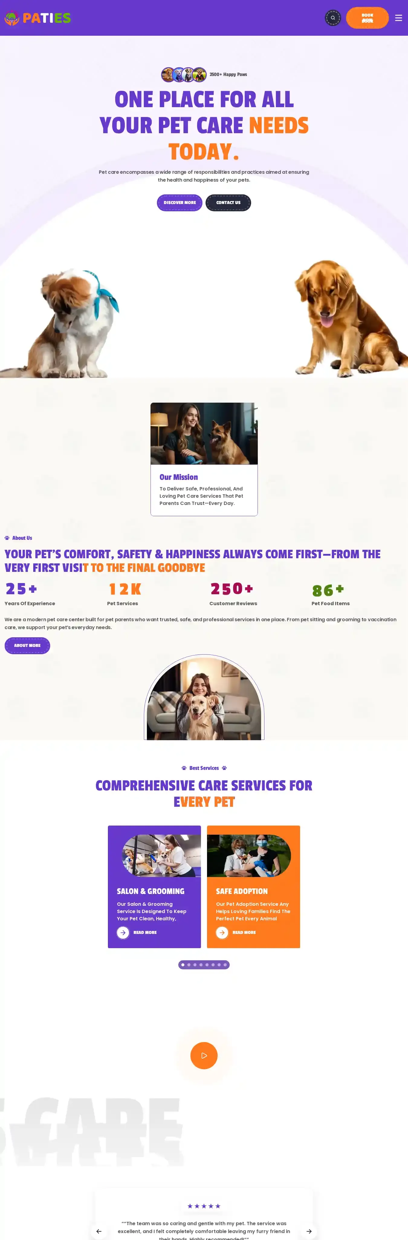Paties home page on desktop
