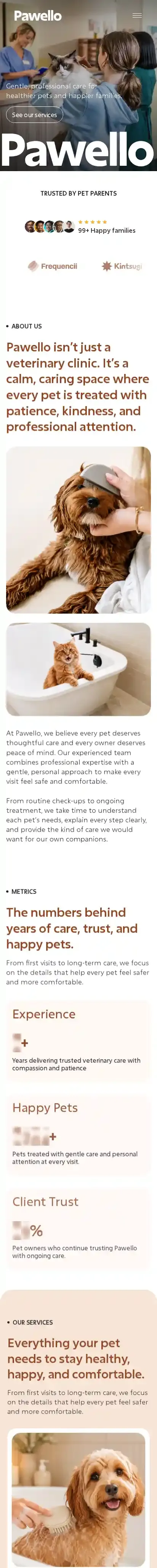 Pawello home page on mobile