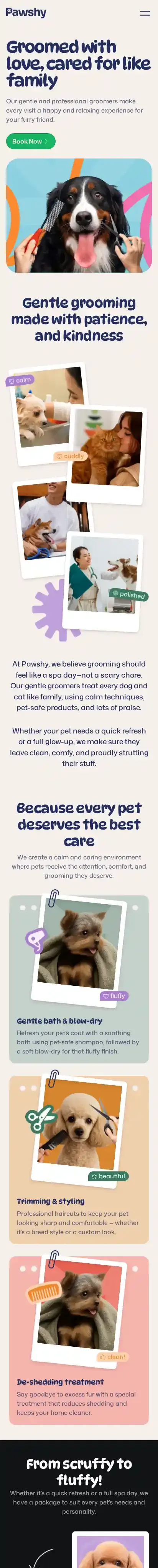 Pawshy home page on mobile