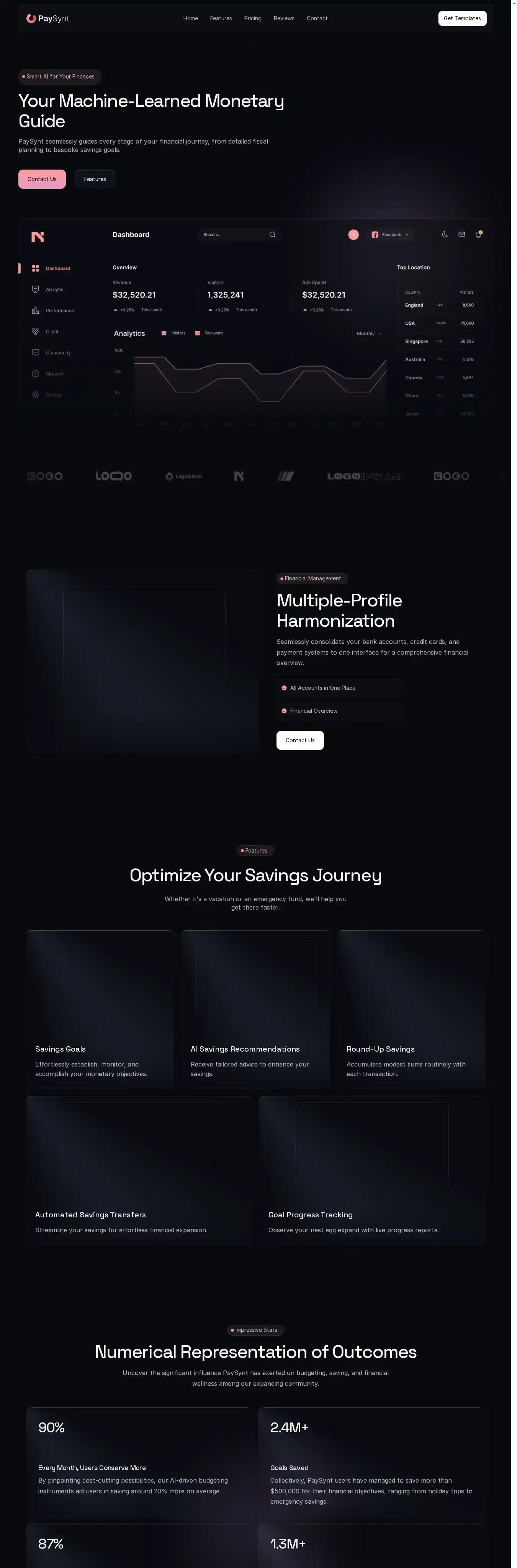 PaySynt home page on desktop