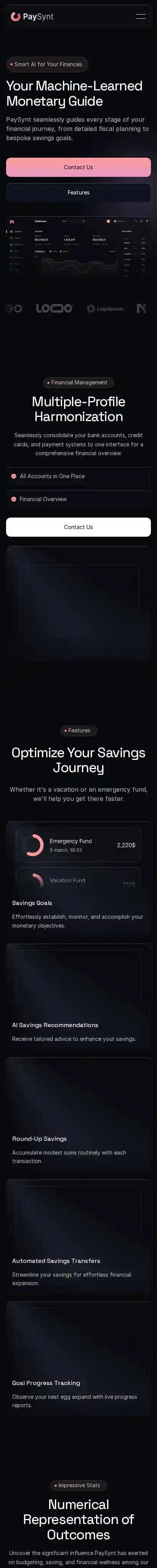 PaySynt home page on mobile
