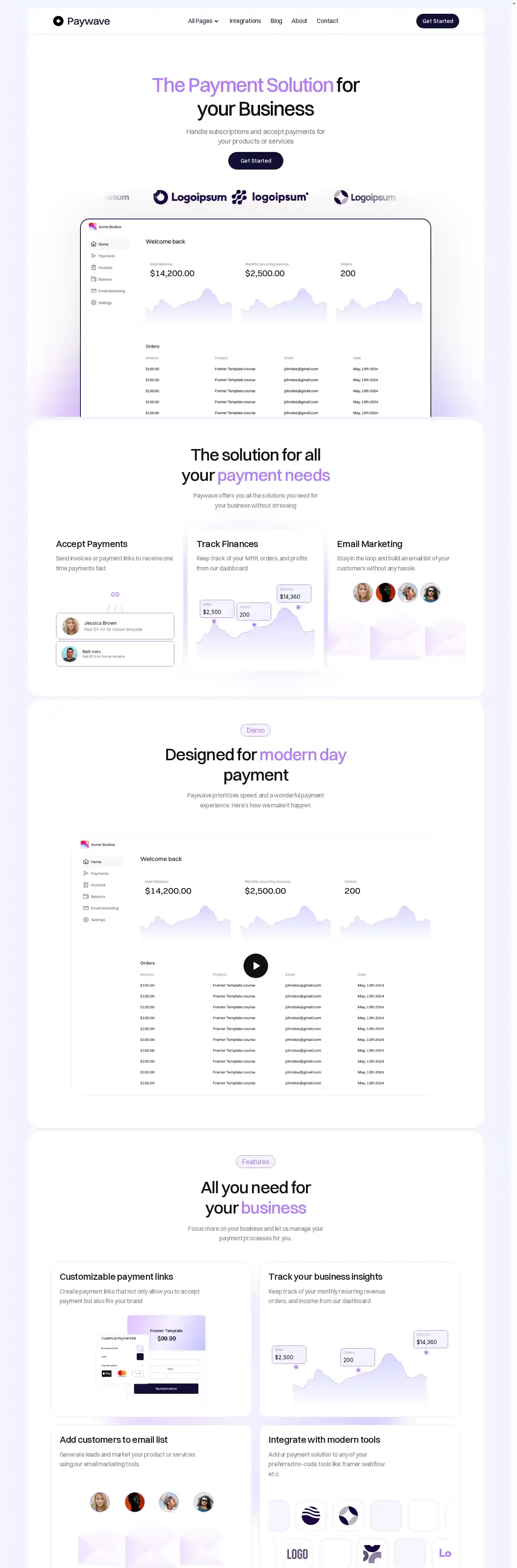 Paywave home page on desktop