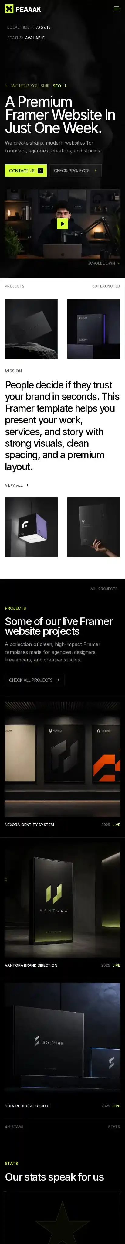 Peaaak home page on mobile
