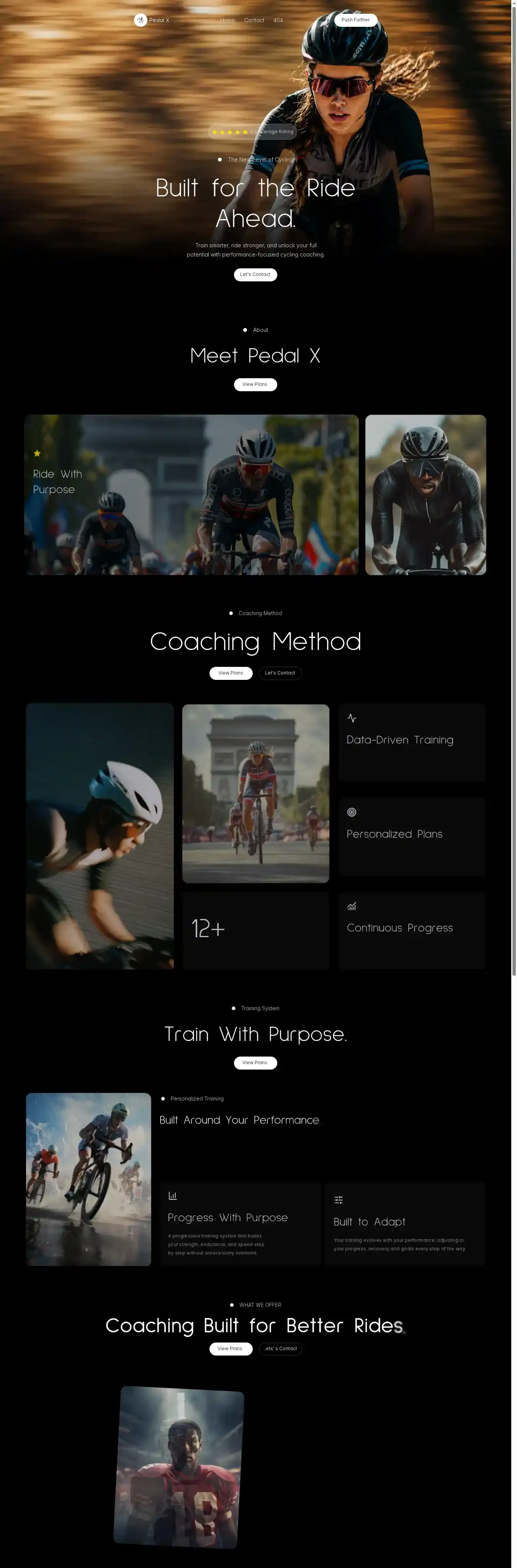 Pedal X home page on desktop
