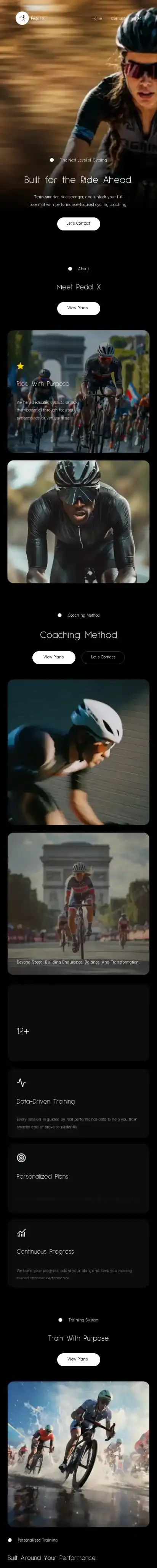 Pedal X home page on mobile