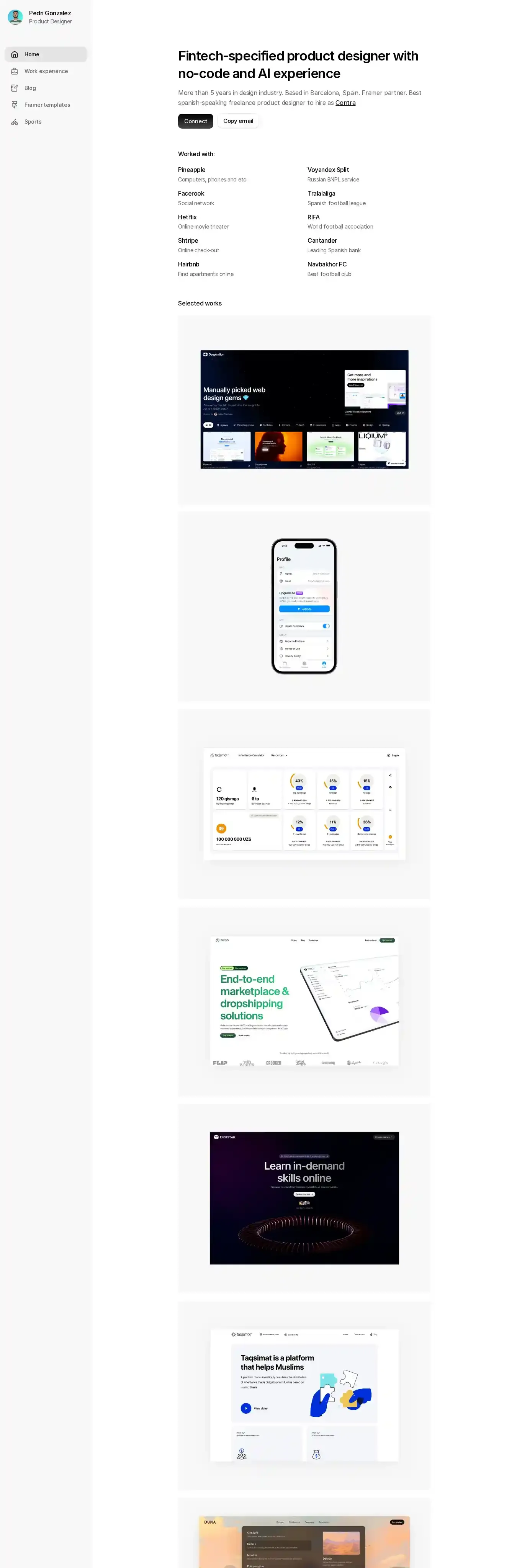Pedri home page on desktop