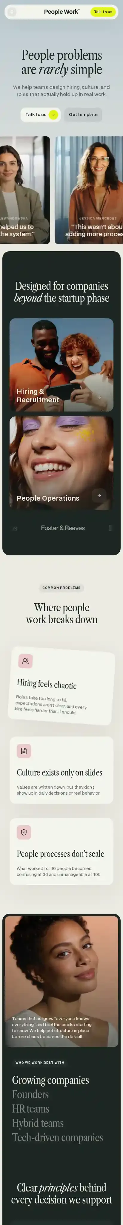 People Work™ home page on mobile