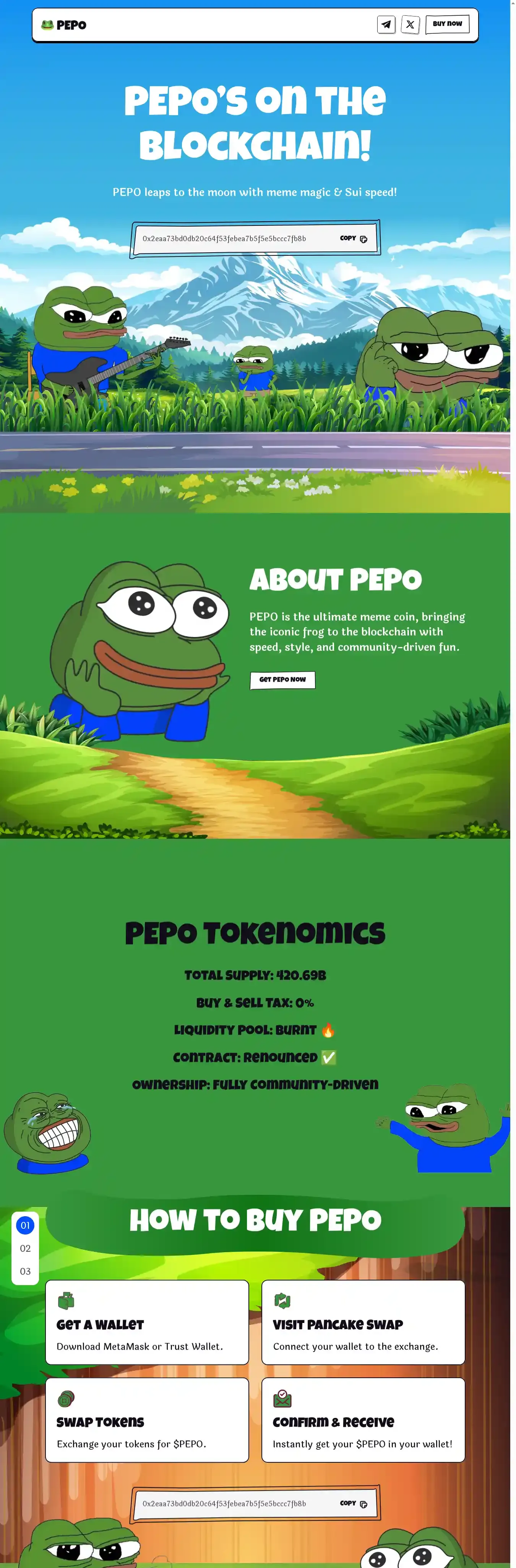 Pepo home page on desktop