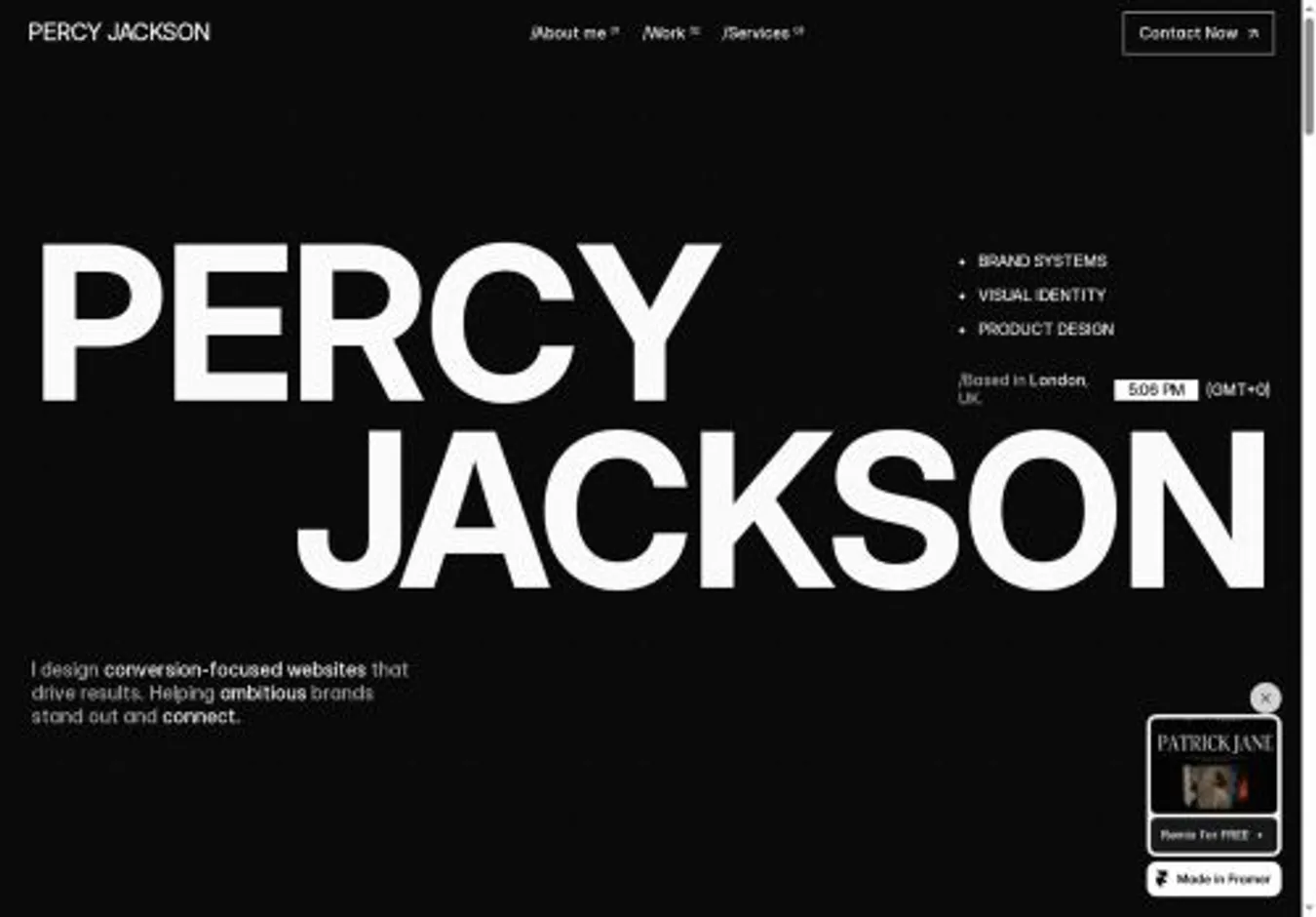 Percy Studio home page on desktop