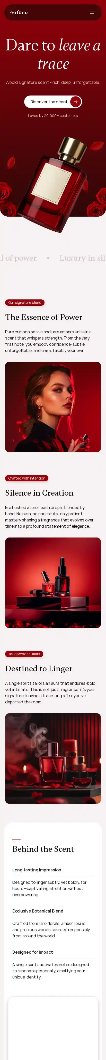 Perfuma Scents home page on mobile