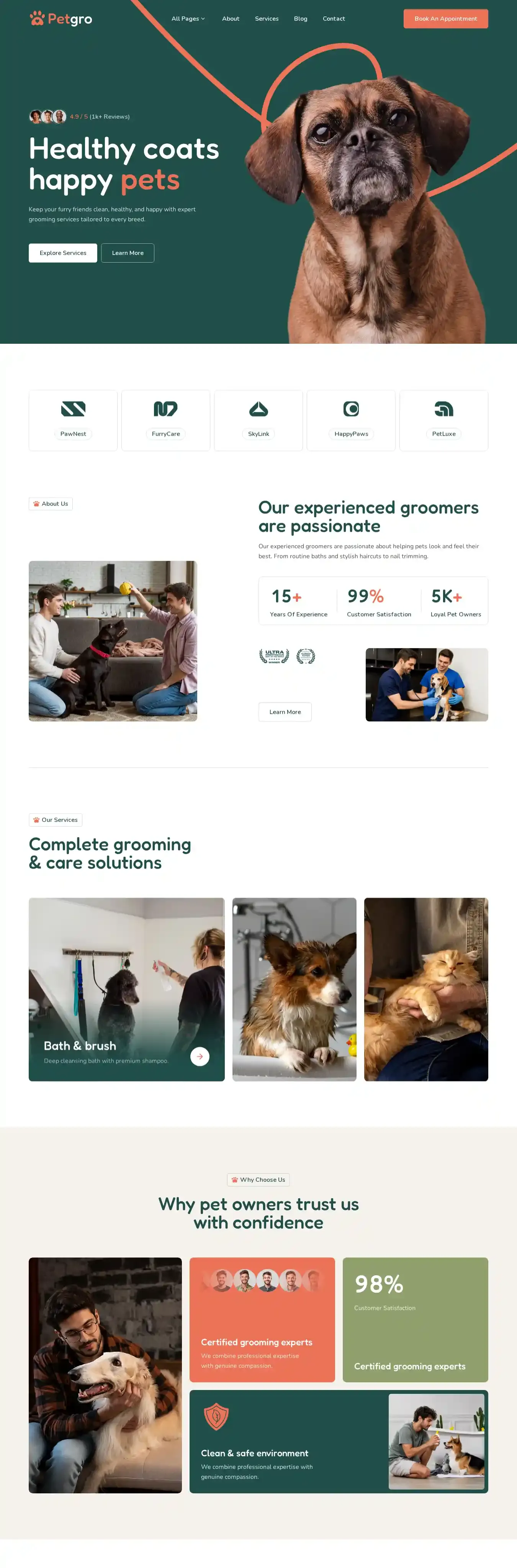 Petgro home page on desktop