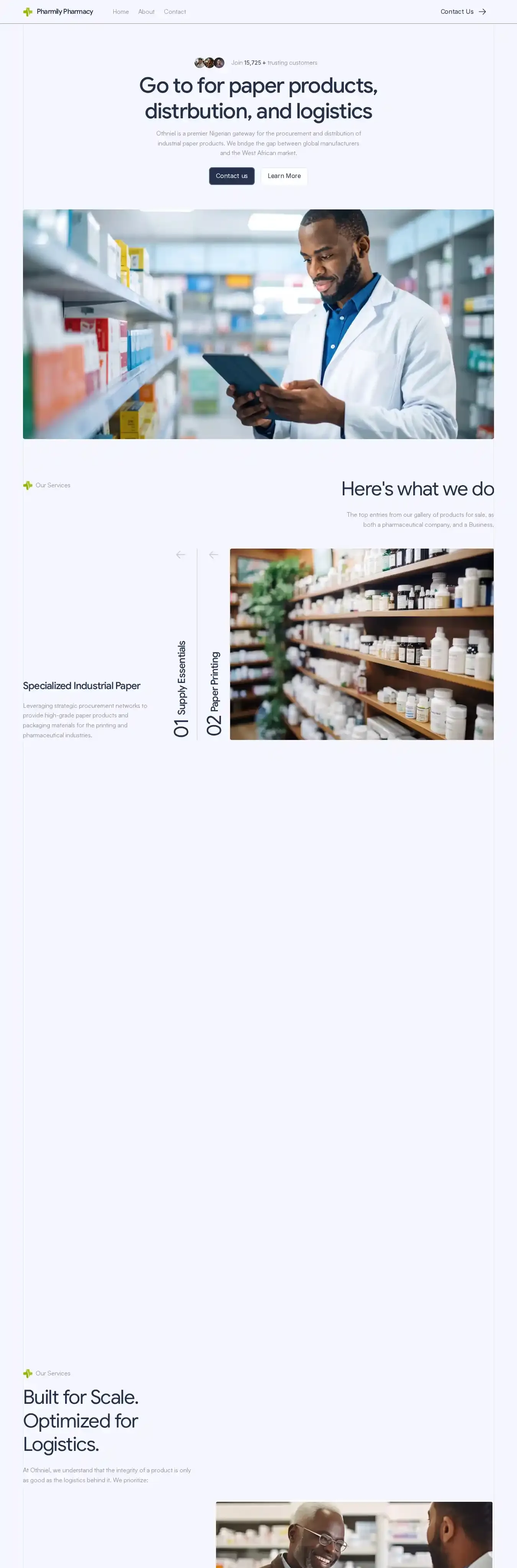 Pharmily home page on desktop