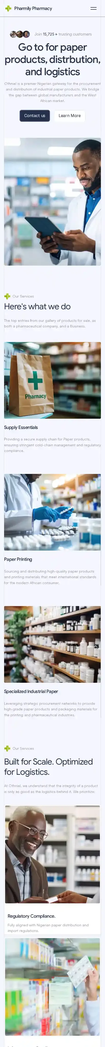Pharmily home page on mobile