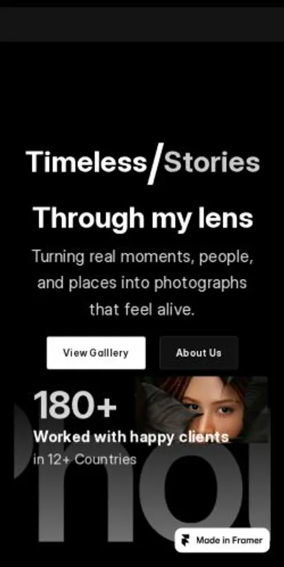 PhotoNine home page on mobile