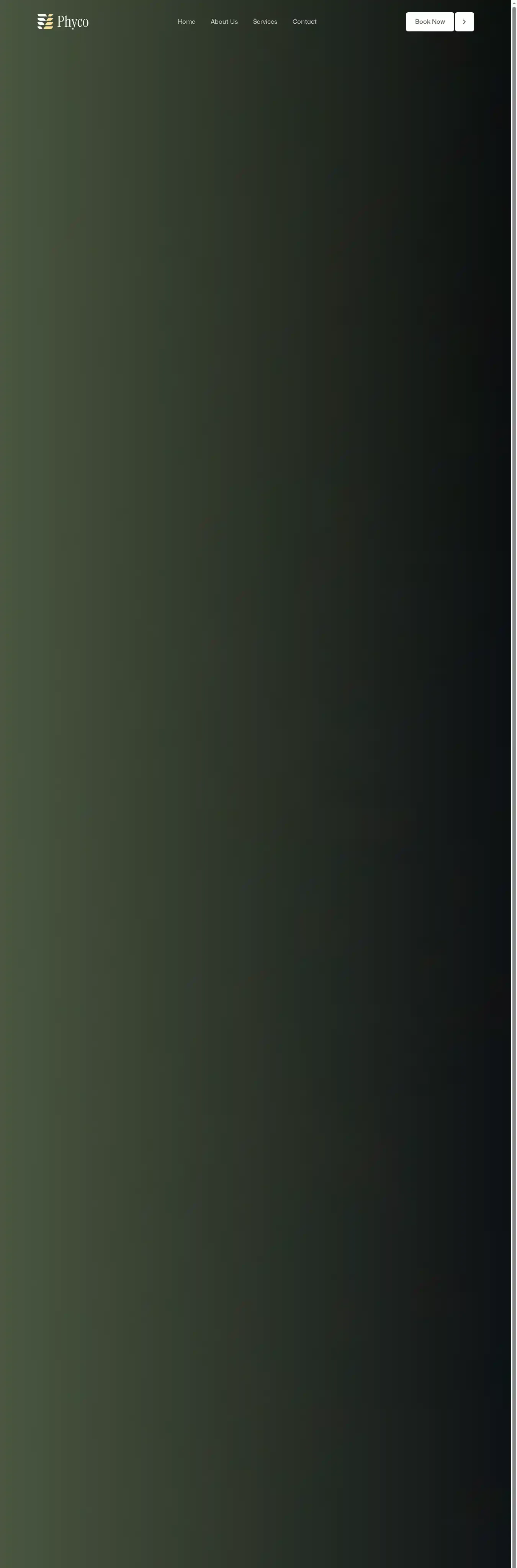Phyco home page on desktop