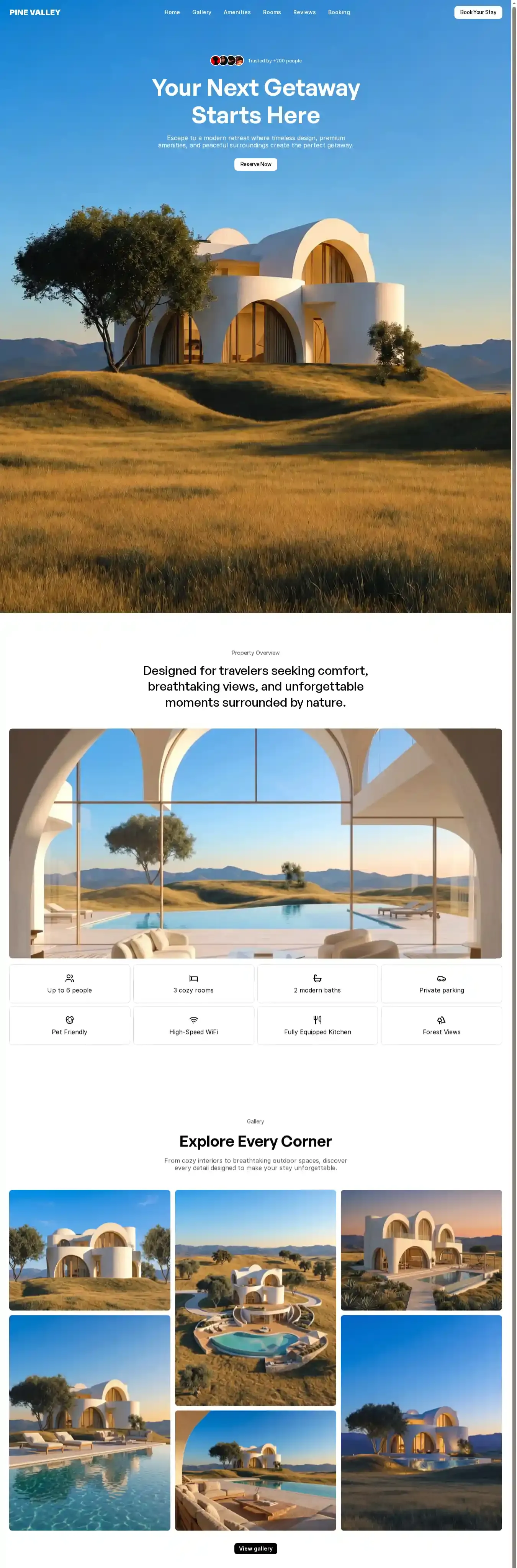 Pine Valley home page on desktop