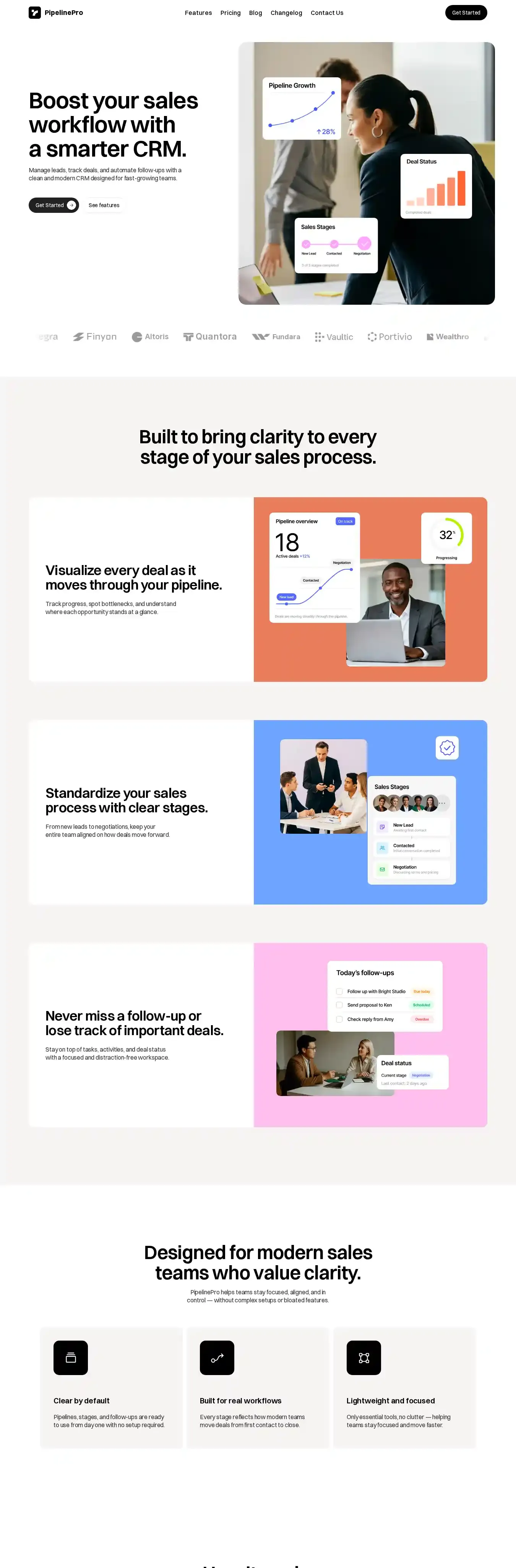 PipelinePro home page on desktop