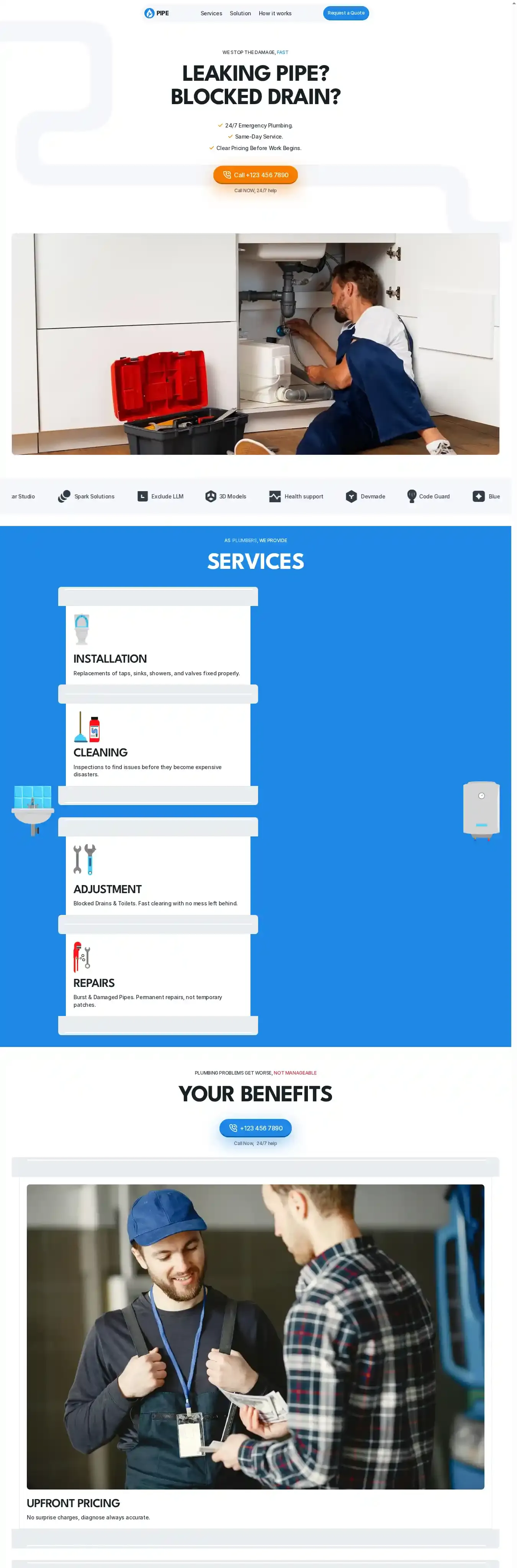 Pipes home page on desktop