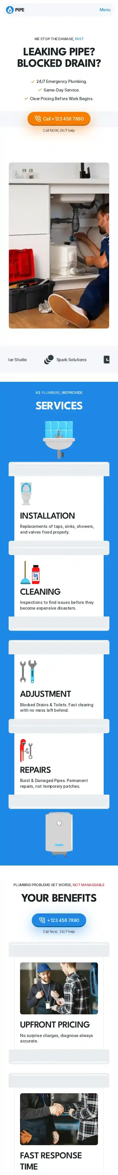 Pipes home page on mobile