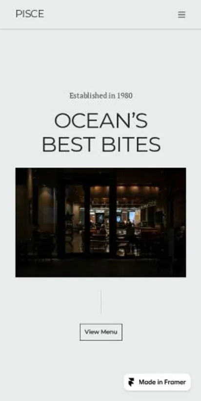 Pisce home page on mobile