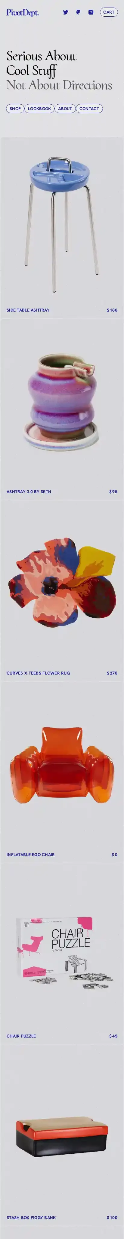 PivotDept. home page on mobile