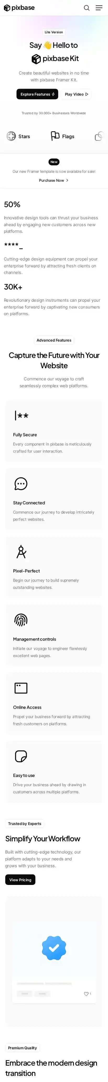 Pixbase home page on mobile