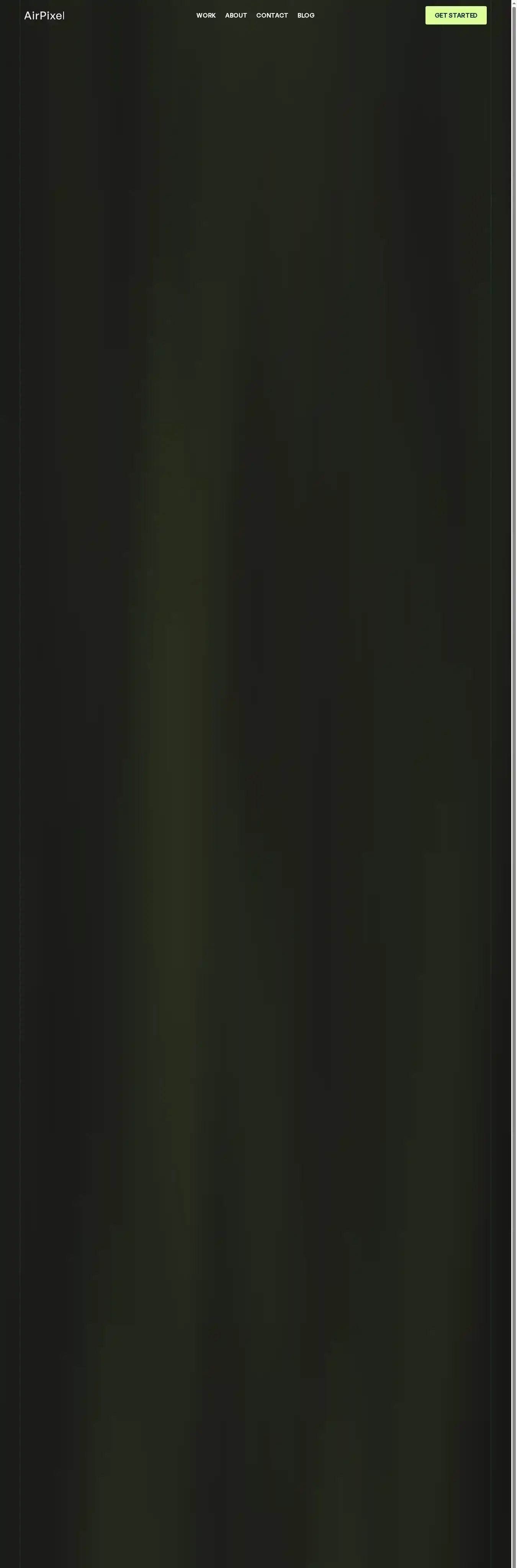 Pixel X home page on desktop