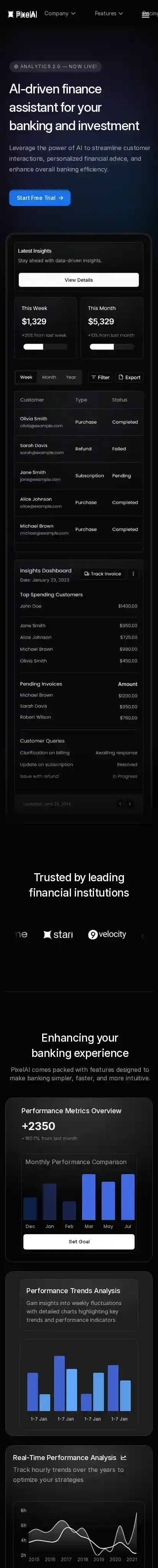 Pixel home page on mobile