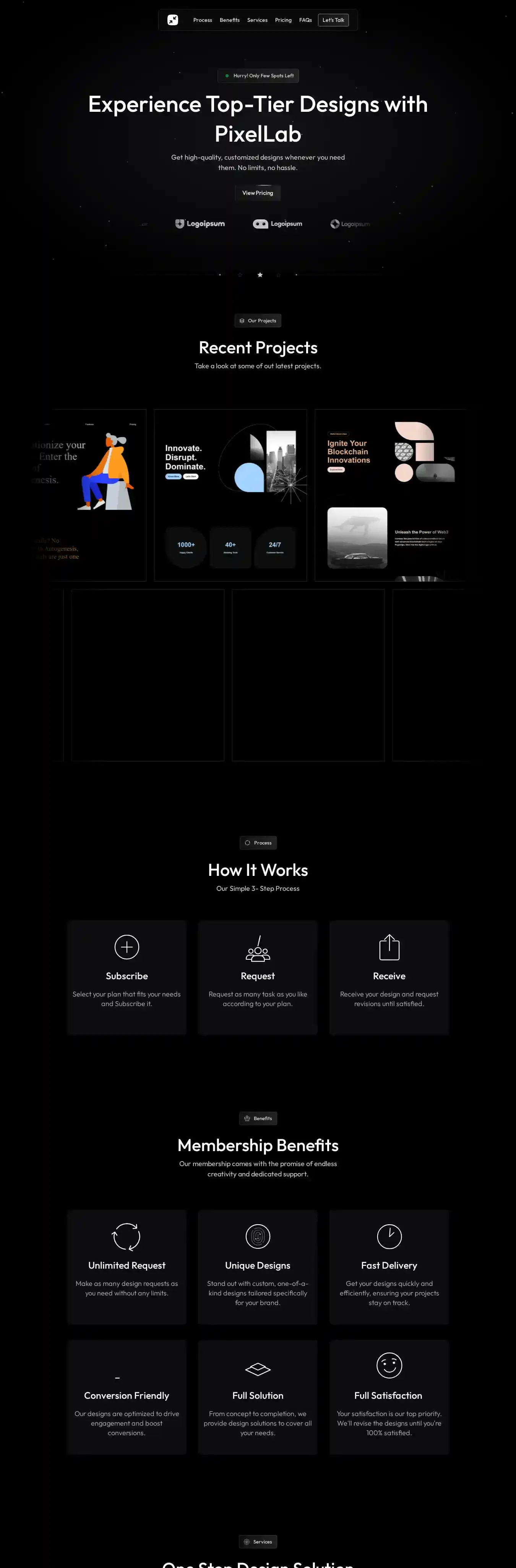 PixelLab home page on desktop