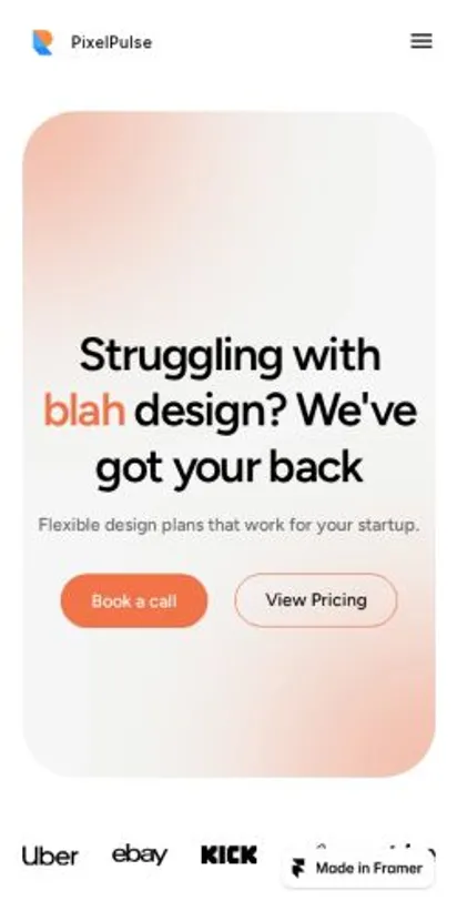 PixelPulse home page on mobile