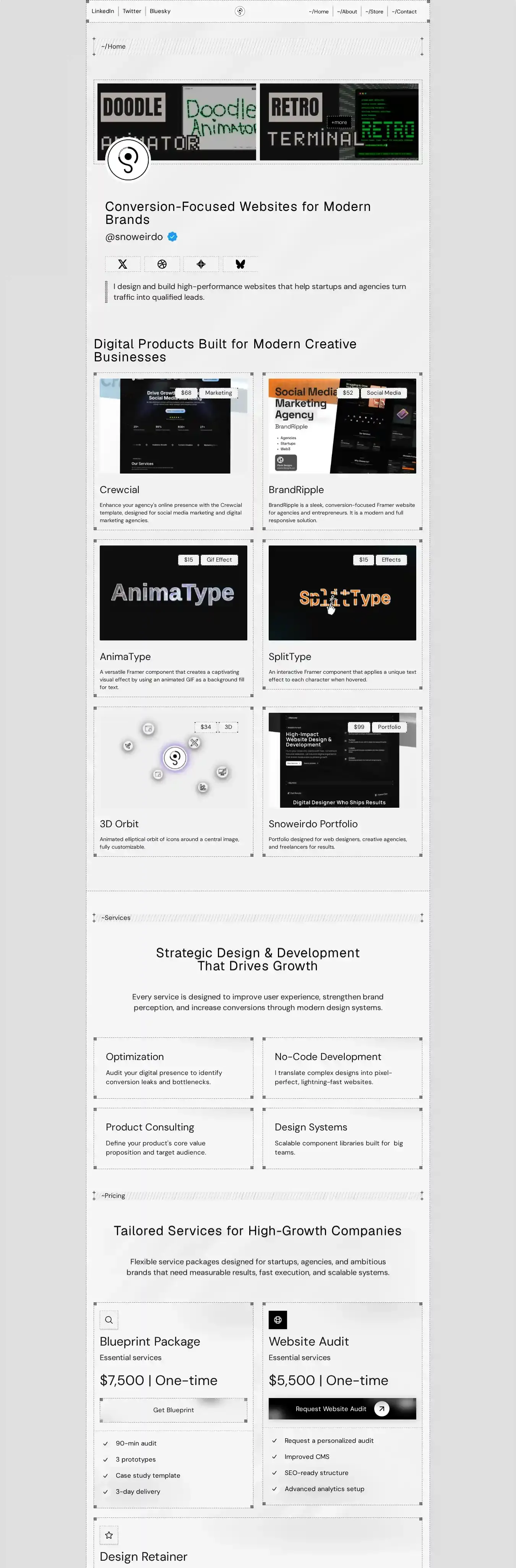 Pixelus home page on desktop