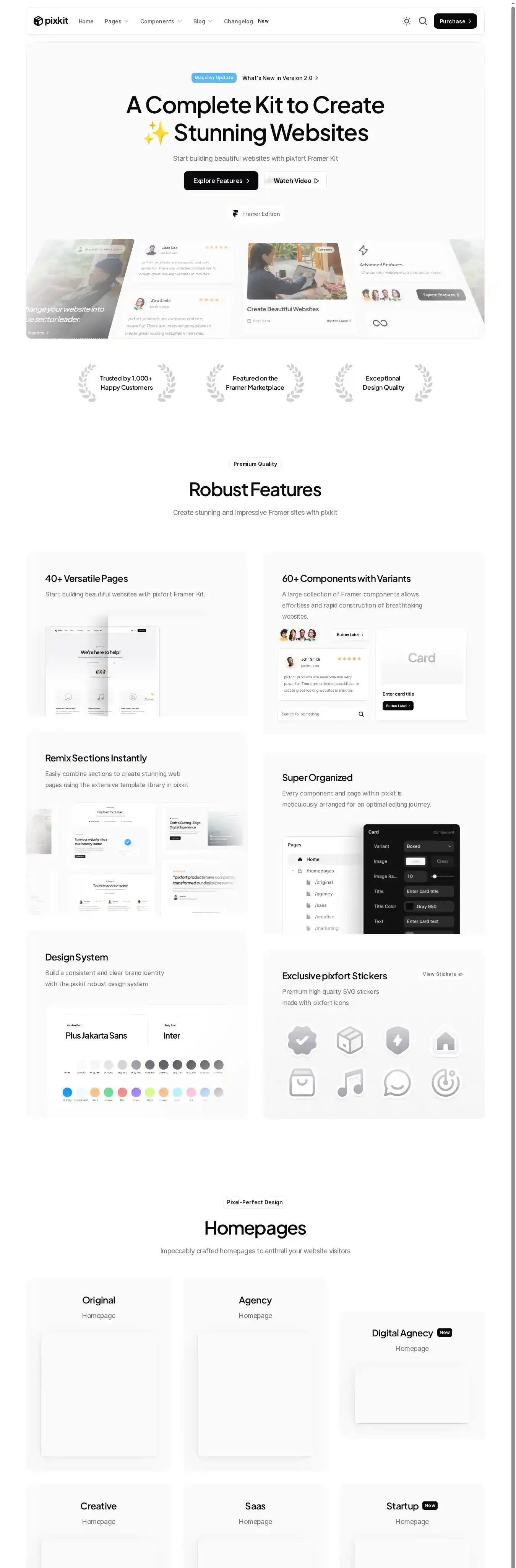 Pixkit home page on desktop