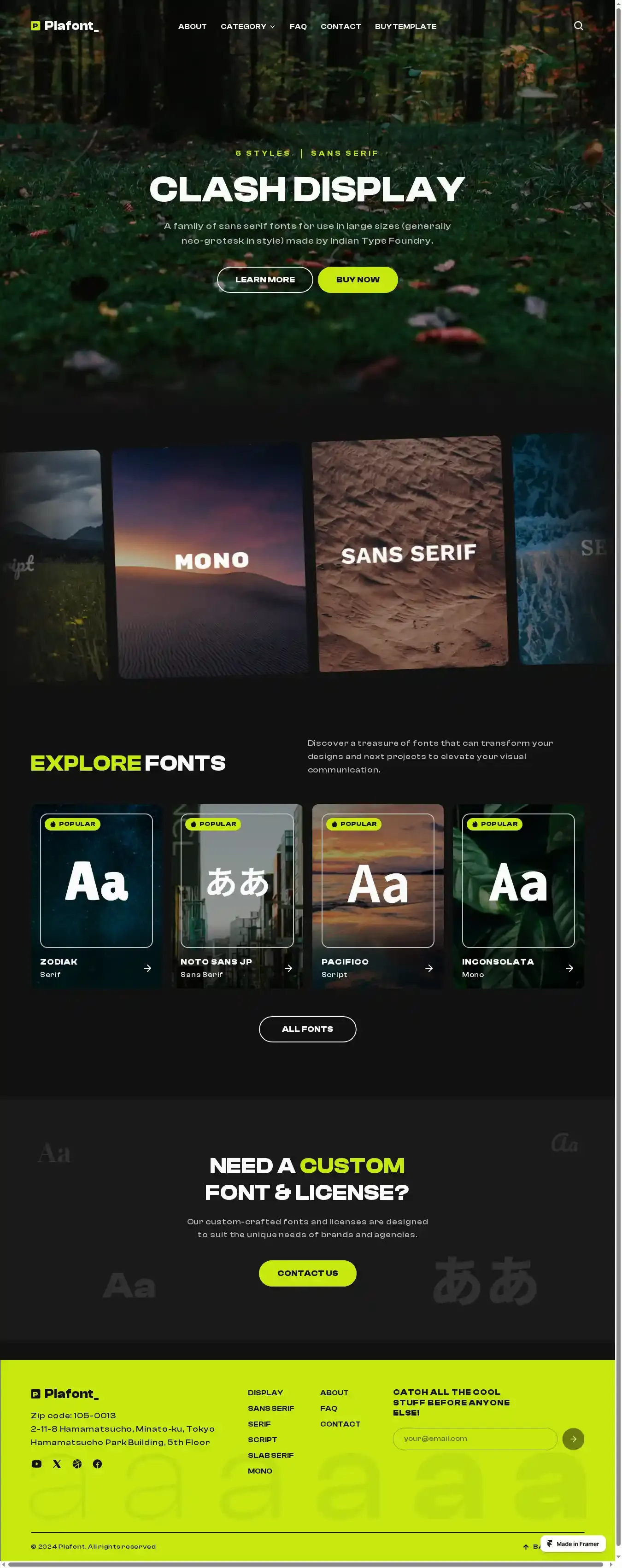 Plafont home page on desktop