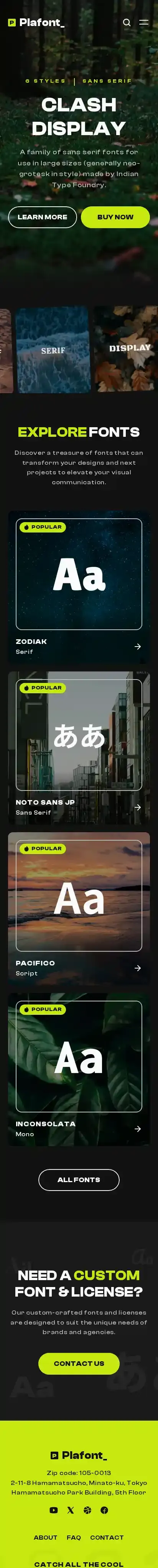 Plafont home page on mobile