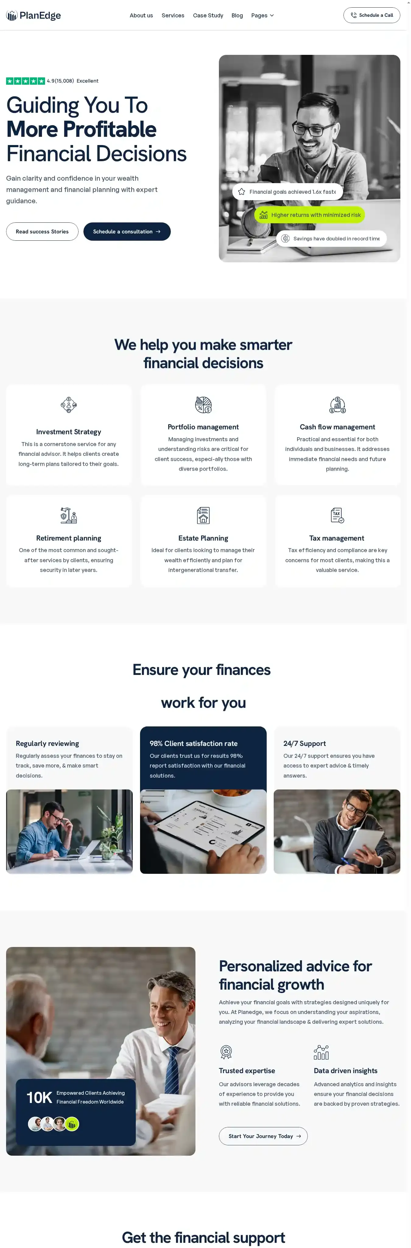 PlanEdge home page on desktop