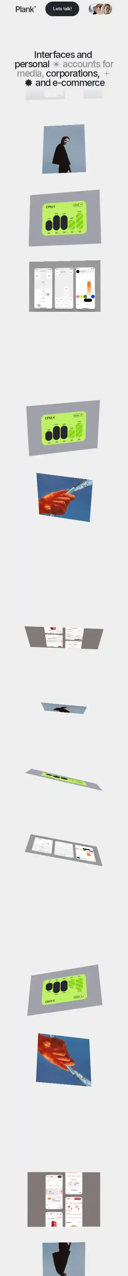 Plank Studio home page on mobile