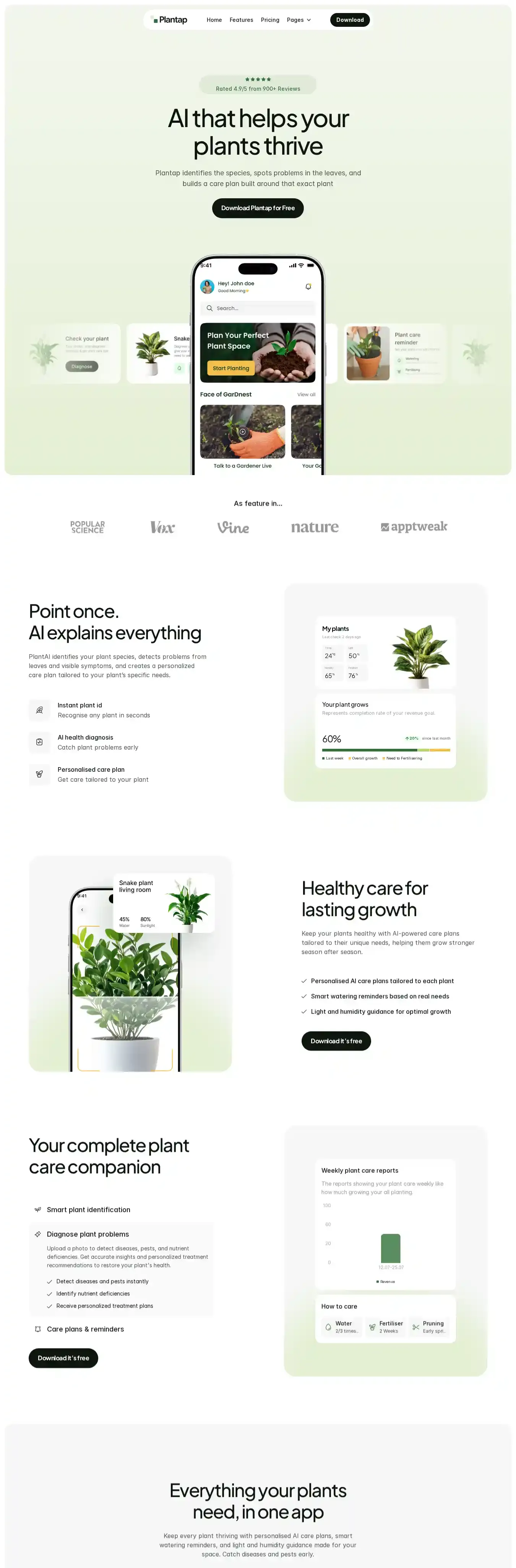 Plantab home page on desktop