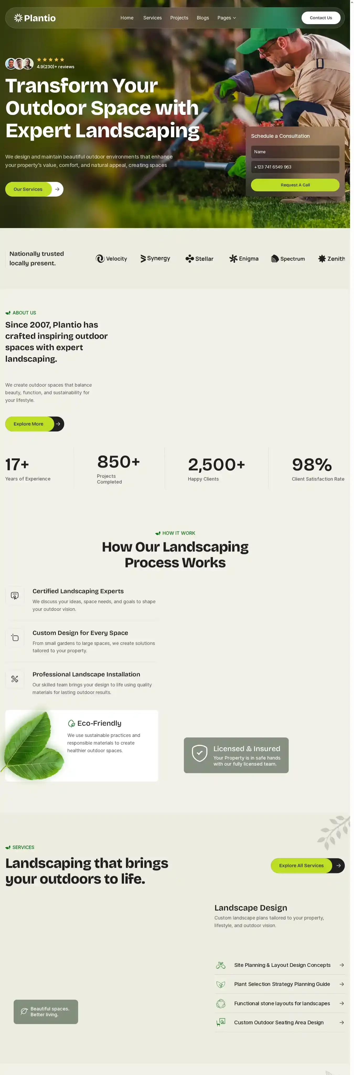 Plantio home page on desktop