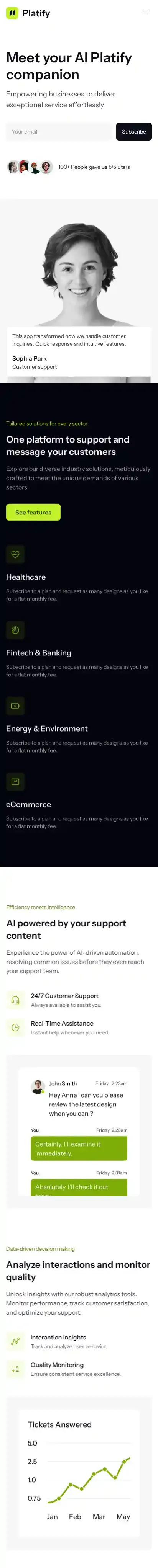 Platify home page on mobile